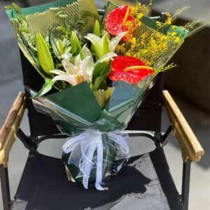 Sunlit Lily & Anthurium Flower Bouquet