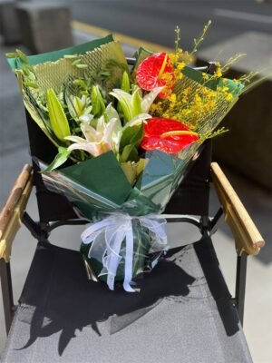 Sunlit Lily & Anthurium Flower Bouquet