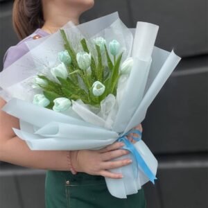 Ocean Mist Tulips Flower Bouquet