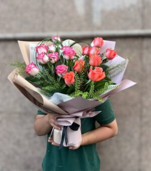Coral Kiss Flower Bouquet