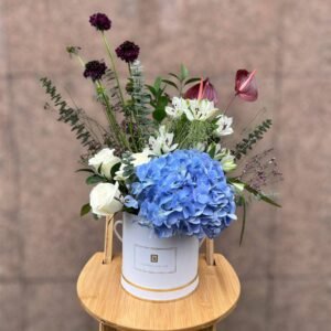 Sapphire Whisper Flower Box Arrangement