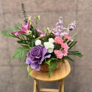 Lavender Dream Weaver Flower Basket Arrangement