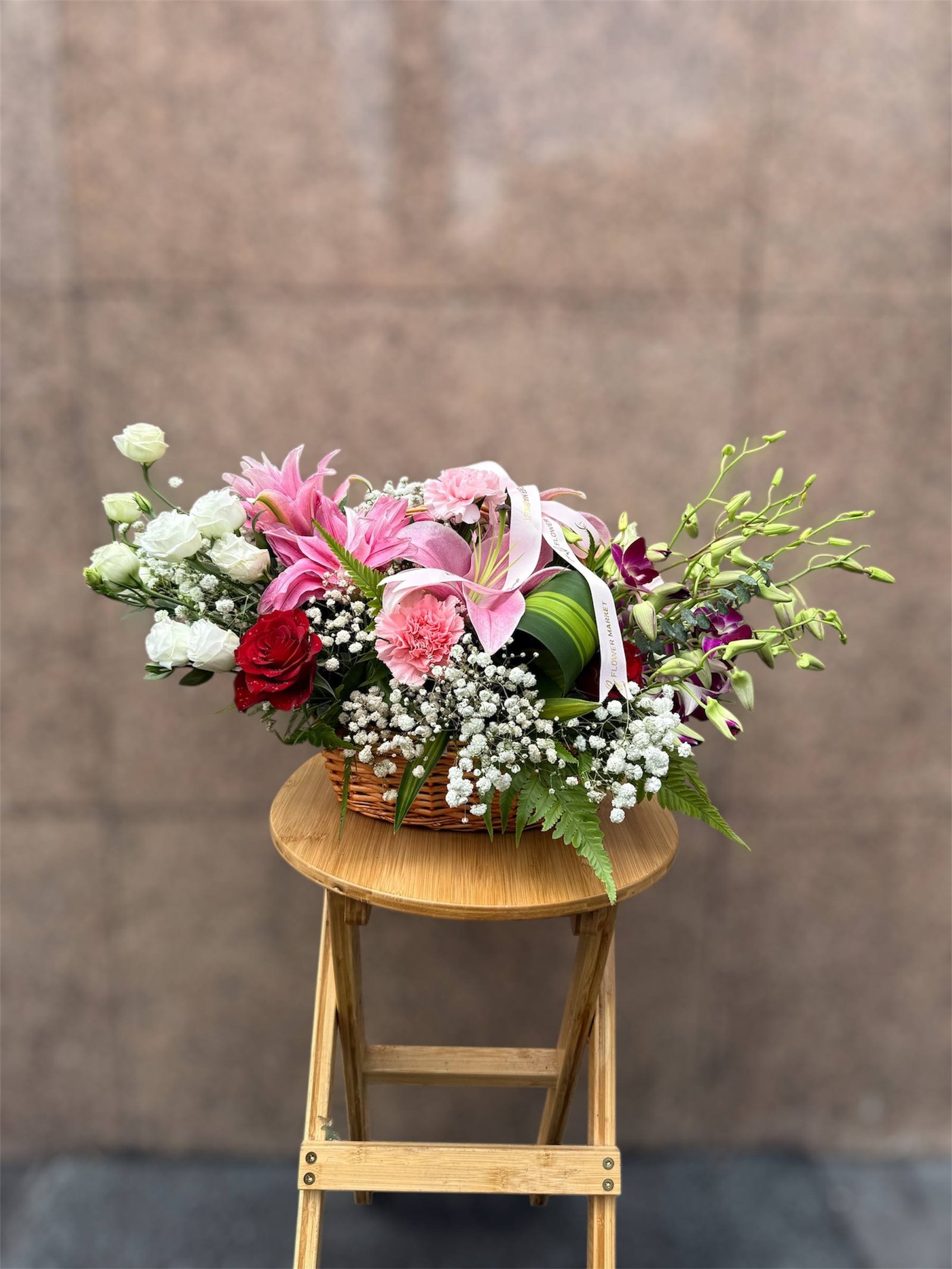 Passionate Serenade Flower Basket Arrangement