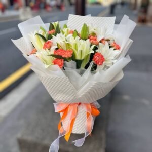 Coral White Dream Flower Bouquet
