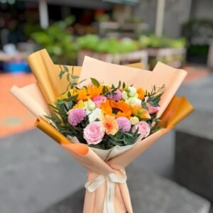 Pastel Sunlit Meadow Flower Bouquet