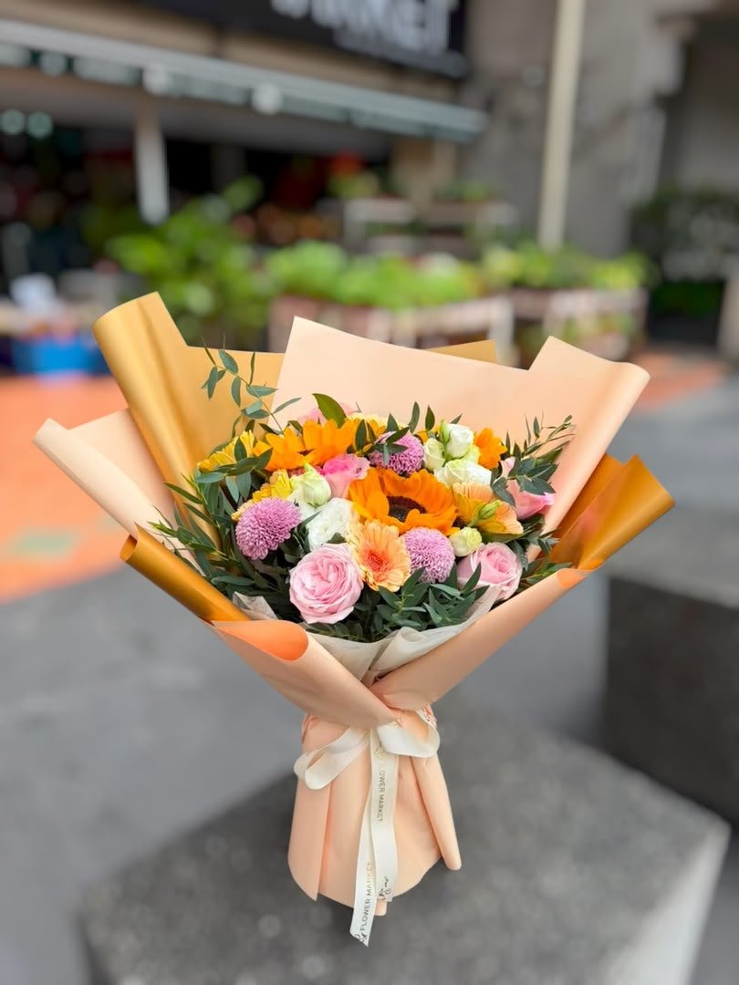 Pastel Sunlit Meadow Flower Bouquet