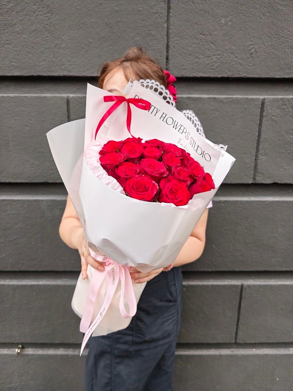 Scarlet Heartbeat Flower Bouquet - Image 3